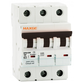Interruptor automático magnetotérmico Alpha+ industrial 3P 10A Curva C 6kA - MAXGE-RETELEC EPB63M3C10